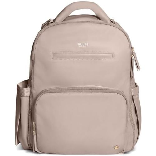 JuJuBe New Classic Diaper Bag Backpack with Portable Changing Pad, Baby Stroller Straps, Large Travel Backpack for Boy or Girl, For Carrying Baby Bottles, Baby Wipes, Diapers, Pacifiers, Taupe