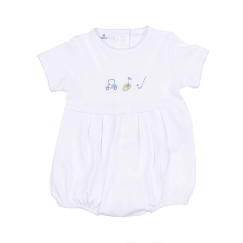 Magnolia Baby - Tiny Tee Time Embroidered Bubble (Light Blue)