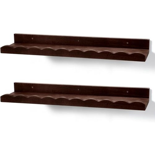 Suzile 2 Pcs Scalloped Shelves Wall Floating Shelves Set for Room, Bathroom, Bedroom, Cute Room Decor Aesthetic and Books, Toys, Photo Frames Storage (23",Walnut Brown)