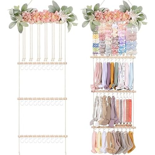 POVETIRE Headband Holder Hair Bows Organizer for Girls, Hair Accessories Display Storage Wall Hanging Decor for Baby Nursery Toddler Girls Room