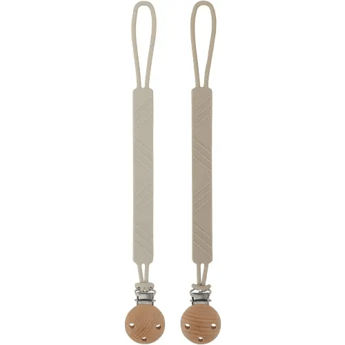 Silicone Pacifier Clip Holder for Baby Boy and Girl, Fits for Most Pacifier Teethers & Small Toys in Place, BPA Free (Sand+Light Grey)