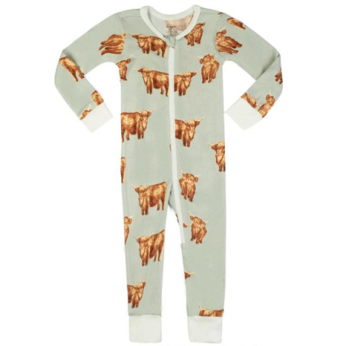 Milkbarn Highland Cow Bamboo Zipper Pajama