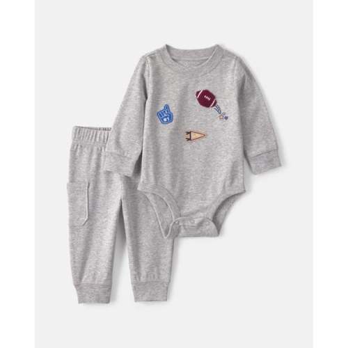 Baby Boy 2-Piece Varsity Long-Sleeve Bodysuit & Pant Set - Grey | Carter's