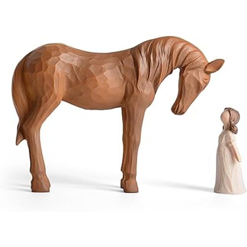 Horse Gifts for Girls - Girl & Horse Figurine Gifts for Horses Lovers Women Sculpted Hand-Painted Resin Horses Stuff Decor Equestrian Cowgirl