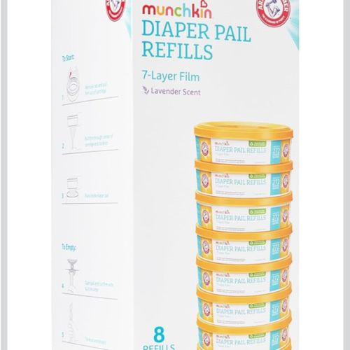 Munchkin® Arm & Hammer Diaper Pail Refill Rings, Holds up to 2,176 Newborn Diapers, 8 Pack