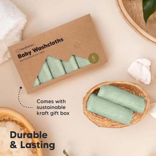 6-Pack Organic Baby Washcloths - Soft Viscose from Bamboo Washcloth, Baby Wash Cloths for Newborn, Kids, Bath Baby Towels, Face Towel, Face Cloths for Washing Face (Pistachio) - 10x10 Inch (Pack of 6)