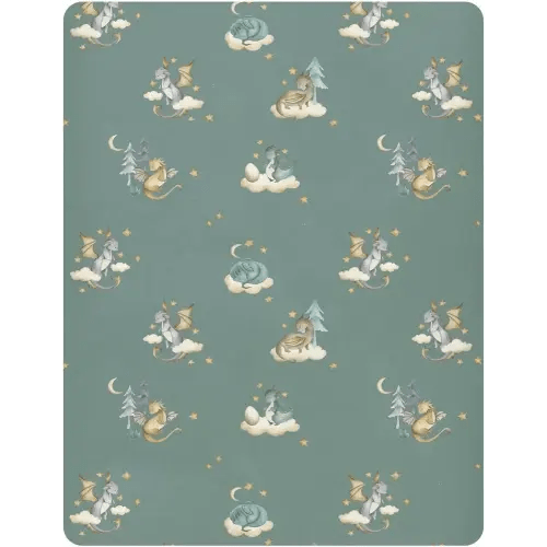 Pfrewn Crib Sheets for Boys Girls Dragon Baby Animals Retro Fitted Crib Sheet Fits Standard Crib Mattress Pads Stretch Soft Toddler Baby Sheet,52x28IN
