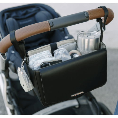 Peek-A-Boo Vegan Leather Stroller Caddy 2.0 in Black