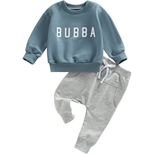 Baby Toddler Boys Fall Winter Outfits Little Dude Letter Printed Long Sleeve Sweatshirts Pants 2Pcs Clothes Set