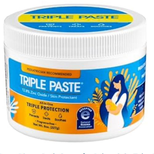 Triple Paste Diaper Rash Cream for Baby - 8 Oz Tub - Zinc Oxide Ointment Treats, Soothes and Prevents Diaper Rash - Pediatrician-Recommended Hypoallergenic Formula with Soothing Botanicals