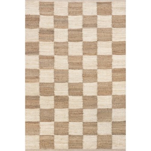 Nuloom Christana Plaid 5x8 Jute Indoor Area Rug for Dining Room Rug Neutral Rug Living Room Rug, Ivory