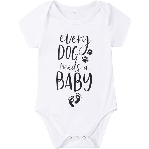 Newborn Baby GOT My Mind ON My Mommy Paws Funny Bodysuits Rompers Outfits Grey 0-18M - Z-k Every Dog Needs a Baby - 3-6M