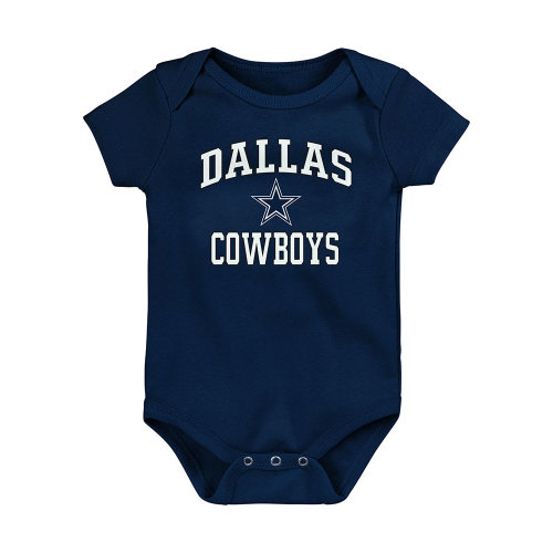Dallas Cowboys Baby Navy Blue #1 Design Short Sleeve One Piece