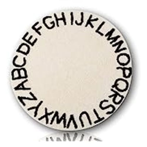 ABC Rug for Kids Room Circle Alphabet Nursery Rug for Baby Boy and Girl - Round Neutral Toddler Playroom Rug, Letter Learning Carpet(47", Black White) - 47 Inches