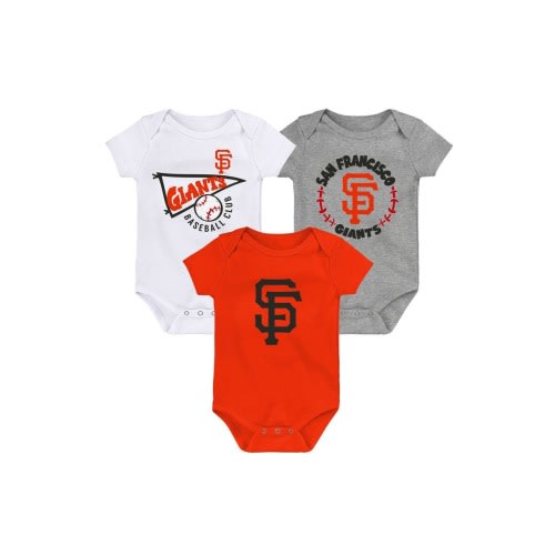 Newborn & Infant Orange/White/Heather Gray San Francisco Giants Biggest Little Fan 3-Pack Bodysuit Set, 3-6 M