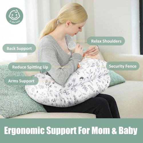 Chilling Home Nursing Pillow Adjustable,Baby Pillow for Breast Feeding Bottle Feeding, Large Size More Support for Mom and Baby, Breastfeeding Essentials for Newborn,Removable Cover
