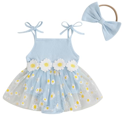 Mubineo Baby Girl Summer Clothes Cute Flower Boho Romper Dress Daisy Skirt Outfits Newborn Sleeveless Rompers Jumpsuit