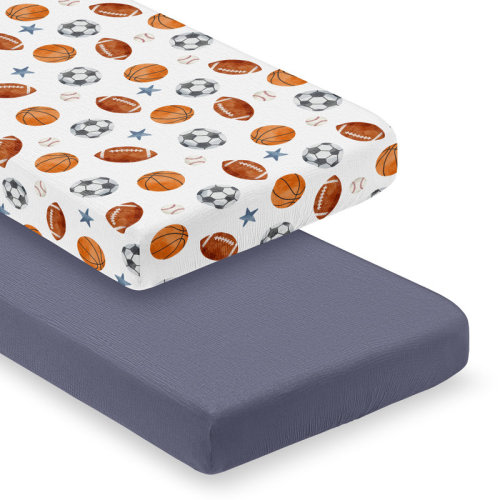 Sweet Jojo Designs Watercolor Sports Theme Muslin 100% Cotton 2 Pack Fitted Crib Sheets by Sweet Jojo Designs | Wayfair