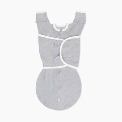 SwaddleDesigns Omni Swaddle Sack with Arms Up Half-Length Sleeves and Mitten Cuffs - Heathered Gray, Small 6-14 Lbs (0-3 Months)
