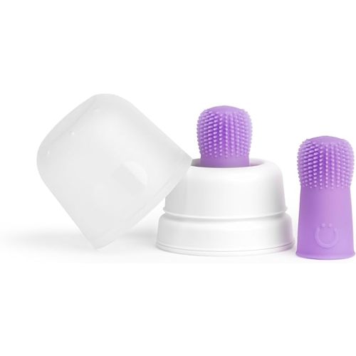 Ubbi Baby Silicone Finger Toothbrush with Storage Case, Food-Grade Platinum Silicone, Oral Care for Infants and Babies, 2 Pack, Smoothie Purple