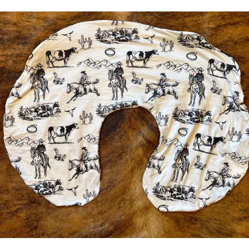 White Wild West baby boppy pillow cover