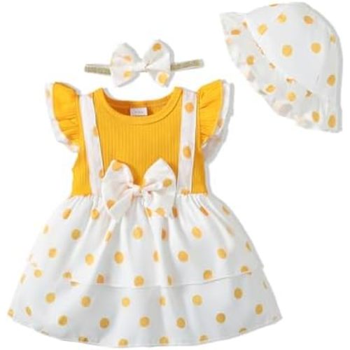 SUNNY PIGGY Baby Girl Clothes Newborn Infant Dress Outfit 0 3 6 9 12 18 24 Months Skirt Set Headband+Hat