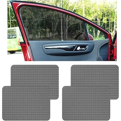 4-Pcs Removable Static Cling Car Window Tint Film, DIY Heat Insulation & UV Protection, Polarizado para Ventanas de Carro, Fits Most Cars & SUVs
