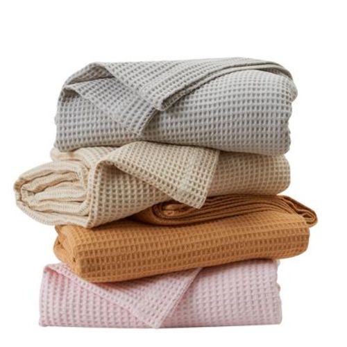 100% Cotton Waffle Weave All-season Throw Blanket - Great Bay Home (50"x60", Oatmeal)
