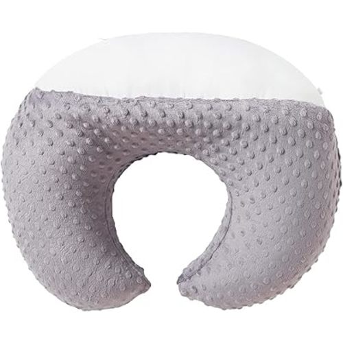 Nursing Pillow and Positioner Breastfeeding and Bottle Feeding, Propping Baby, Tummy Time, Sitting Support, with Removable Polyester Cover, dots Fabric, for Baby Boy Baby Girl (Rose Gray)