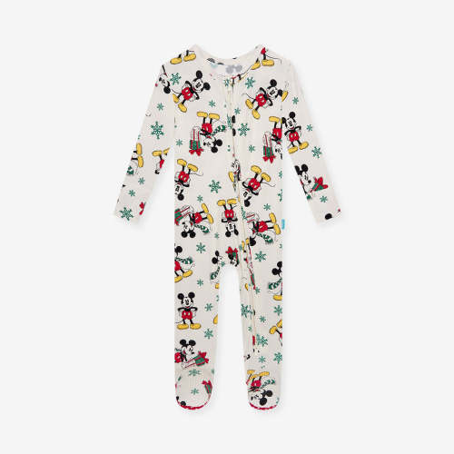 Disney Mickey Mouse Holiday Footie Zippered One Piece