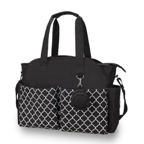 Diaper Bag Tote with Pacifier Holder Case for Mom and Dad, Multi-Function Travel Diaper Bag with Adjustable Shoulder Strap and Insulated Pockets, Black