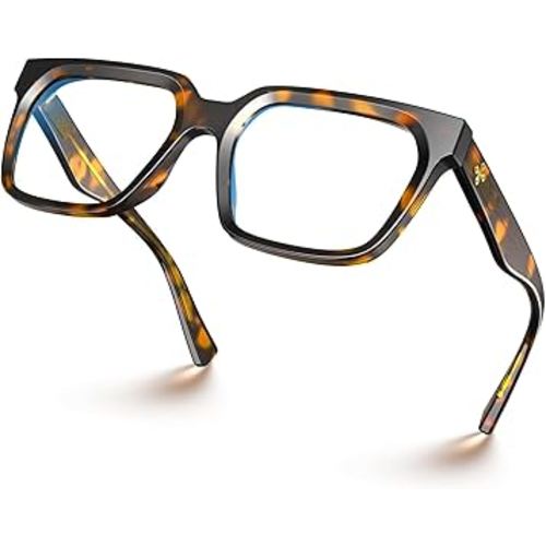 VISOONE Rectangle TR90 Blue Light Blocking Glasses Computer Glasses with Preppy Look for Women and Men Cougar