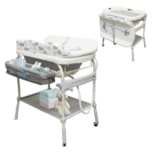Zoomie Kids 2 In 1 Baby Bathtub With Changing Table, Waterproof And Portable Changing Table , Adjustable Height Nursery Organizer With Storage Racks For Newborn Infant Toddle | Wayfair