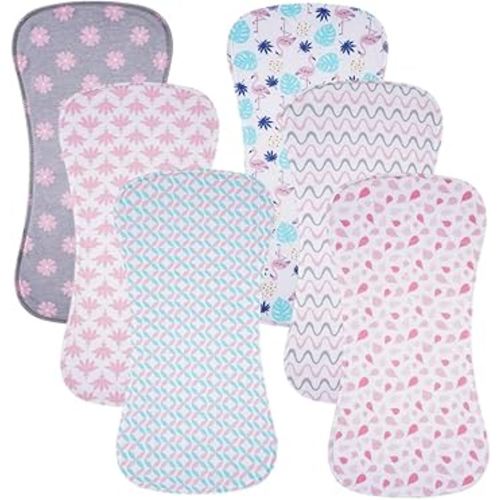 6 Pack Cotton Baby Burp Cloths Extra Absorbent Soft for Baby Boys and Girls (Pink02)