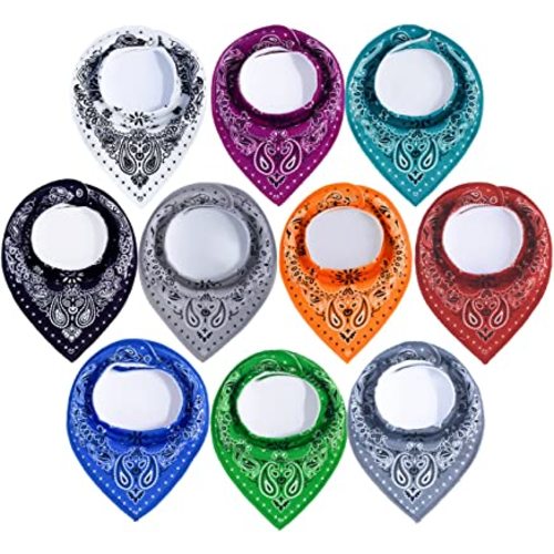 Maiwa 10 Pack Baby Triangle Bandana Bibs for Boys Girls for Drool Teething Eating with Snaps