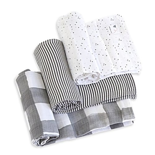 Burt's Bees Baby® Starry Eyes Organic Cotton Muslin 3-Pack Swaddle Blankets in Charcoal