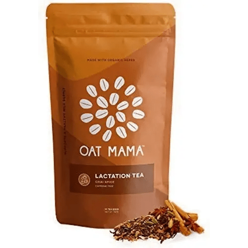 Oat Mama Lactation Tea: Chai Spice, Breastfeeding Support for New Moms, Organic Herbs to Help Increase Milk Supply, Women-Owned, 14 Tea Bags