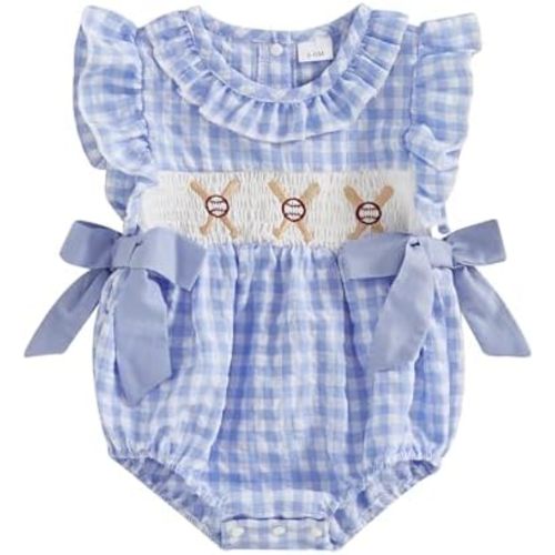 Newborn Baby Girl 4th of July Outfit Smocked Clothes 1st Fourth of July Bubble Romper Independence Day Bodysuits