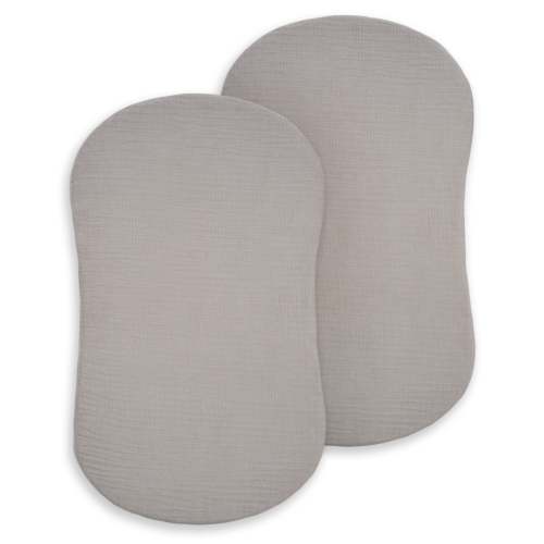 HALO - BassiNest Fitted Sheet 100% Organic Cotton Muslin | 2-Pack Storm Grey