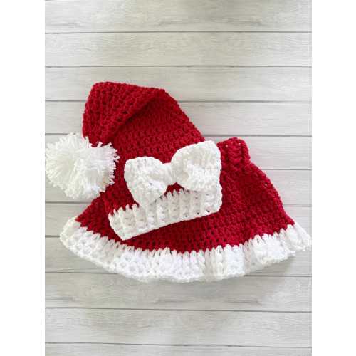 Baby Santa crochet hat and skirt, Christmas photo prop, 0-3, 3-6, and 6-12 month sizing, newborn Christmas gift