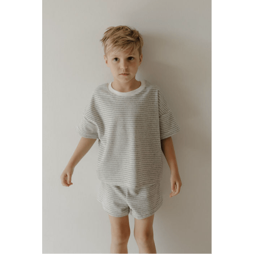 Child Terry Short Set | Grey Stripe