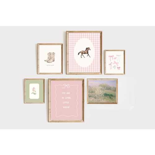 Gallery Wall Art Prints | Vintage Cowgirl Western Themed | Cottagecore | Baby Girl Nursery | Set of 6 Version 2 | Digital Download