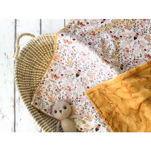 Golden Bee Baby Minky Blanket, Personalized Blanket, Bumblebee Baby, Nature Baby Theme, Monogrammed Blanket, Baby Girl Blanket,