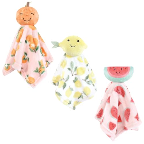 Hudson Baby Infant Girls Animal Face Security Blanket, Fruits, One Size
