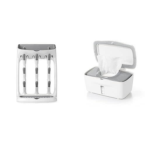 OXO Tot Space Saving Drying Rack + Wipes Dispenser - Saves Counter Space, Dispenses One Wipe at a Time