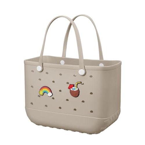 Beach Bag Rubber Tote Bag - Waterproof Travel Bag for Women Washable Tote Bag Handbag for Sports Beach Market Pool