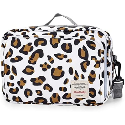 MOMIGO Baby Diaper Caddy Bag - Diaper Caddy Tote Baby Stroller Bag Nursery Storage Bin for Diapers, Wipes & Toys Mini Diaper Bag for Outdoor (Leopard)