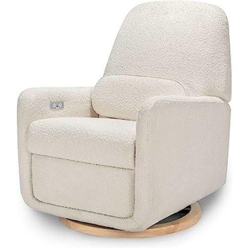 Arc Glider Recliner w/Electronic Control and USB, White Boucle