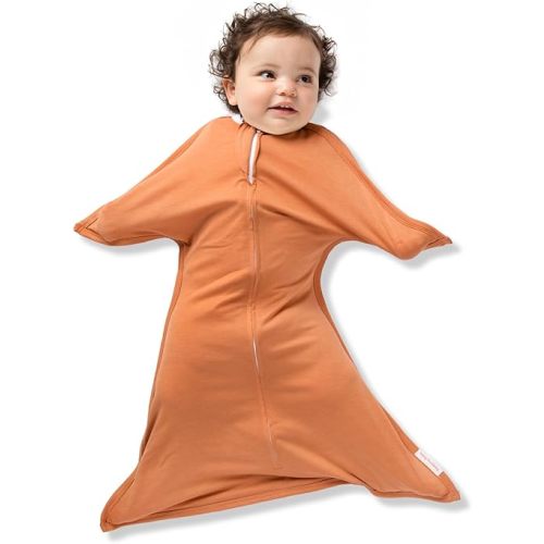 SleepingBaby Zipadee-Zip Transition Swaddle - Cozy Baby Swaddling Blanket with Zipper Convenience - Roomy Baby Wearable Blanket for Easy Diaper Changes - Spice, Medium (6-12 Month)