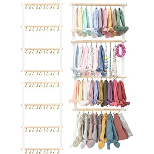 POVETIRE Headband Holder Head Bands Organizer for Girls, Baby Headbands Hair Accessories Organizer Storage Wall Hanging Decor for Nursery Toddler Girls Room
